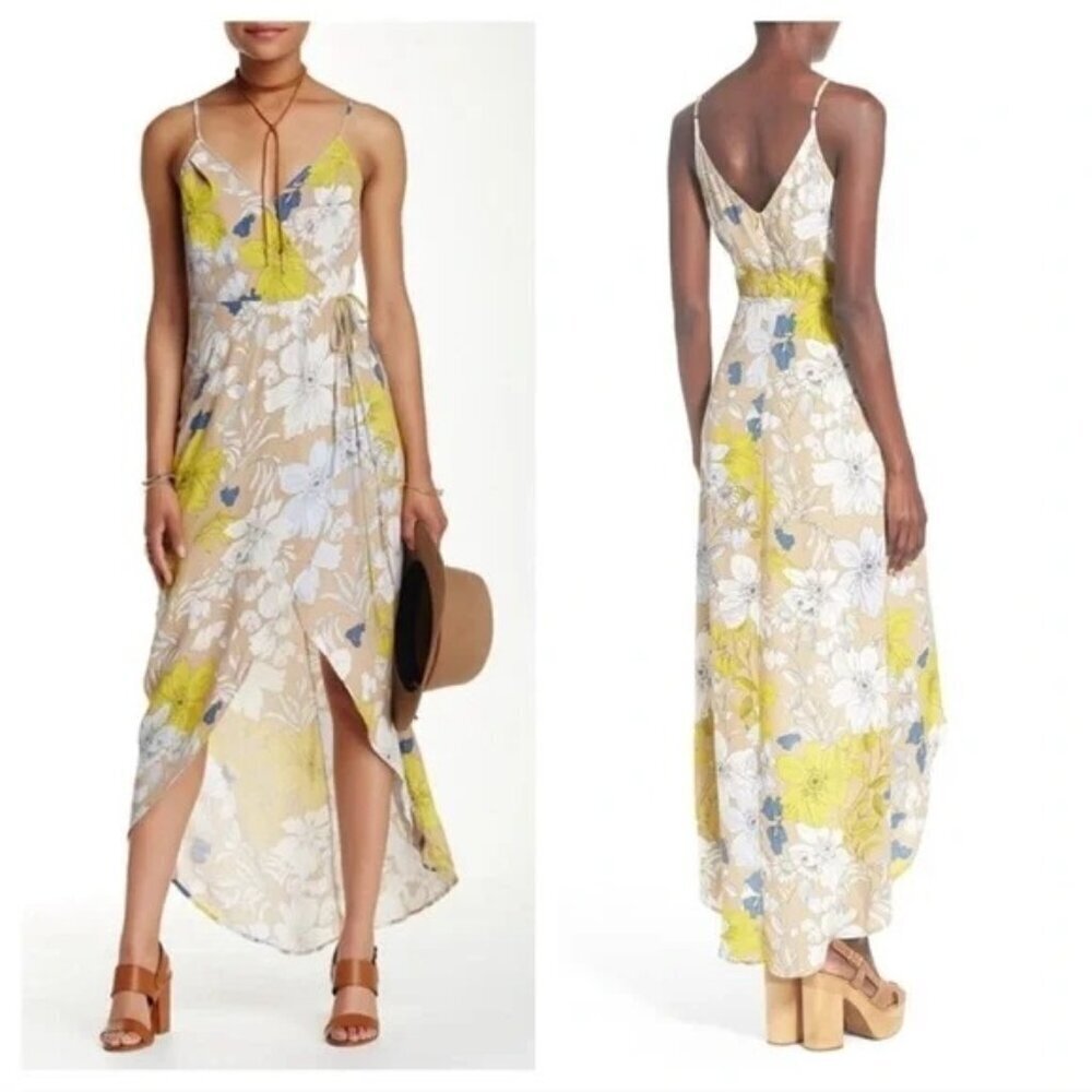 ASTR The Label Floral Hi Low Spaghetti Strap Faux-Wrap Dress Womens Size Large - Picture 1 of 9